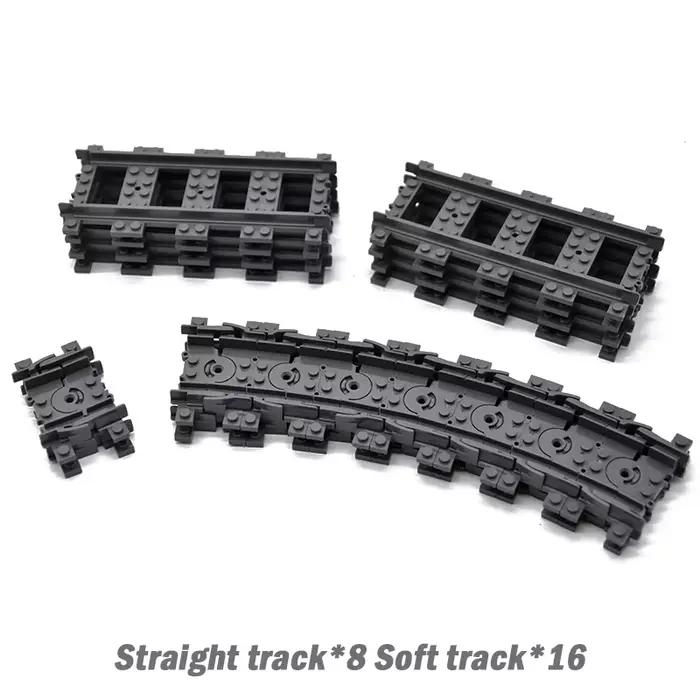 Trains de ville pistes flexibles bifurcées droites incurvées rails souples interrupteur de piste bloc de construction briques enfants bricolage jouet créatif de haute technologie