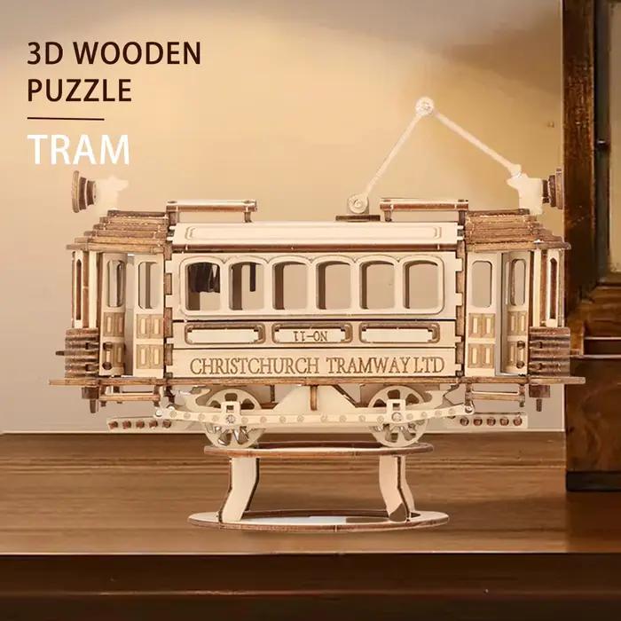 3D rétro Tram modèle Puzzle en bois bricolage