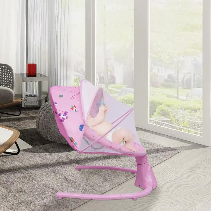 Transat bébé rose, réglable sur 3 positions et 4 vitesses de balancement