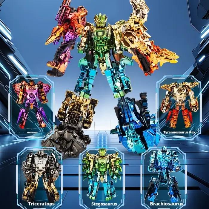 Robot Mecha Combiné Transformable Dinosaure Jouet Cadeau pour Enfants Garçons