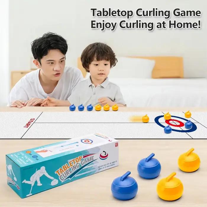 Jeu de curling de table avec rouleaux et rondelles de shuffleboard pour enfants et adultes occasions familiales et sociales