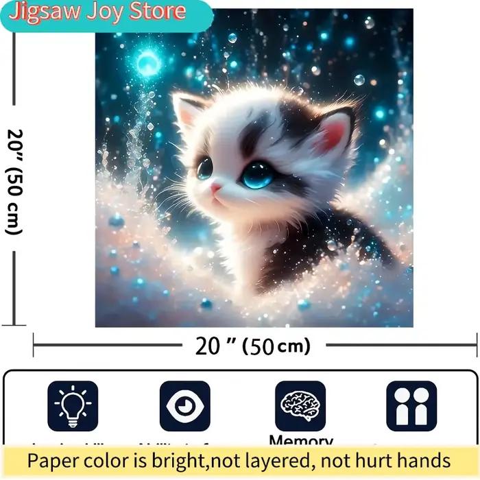 Grand puzzle Adorable chaton aux yeux bleus étincelants jeu familial captivant casse-tête portable multicolore pour occassions spéciales