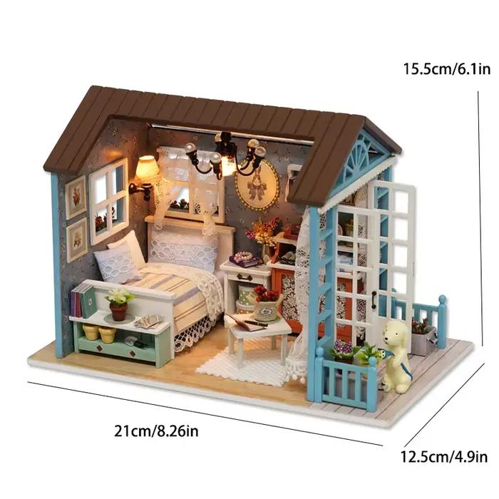 Maison de poupée miniature Zuuton bois assemblage construction unisexe avec meubles pour jouets et décoration chambre occasions spéciales