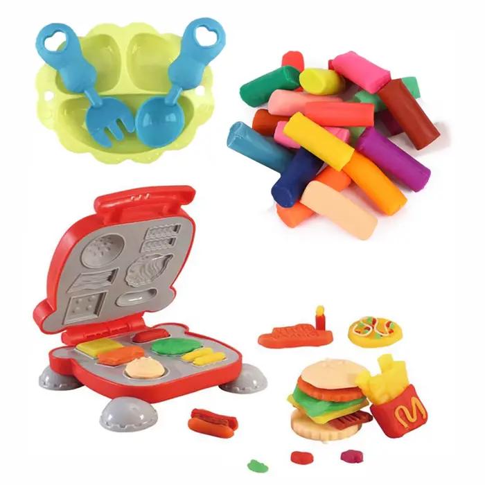 Jouet en argile de couleur 3D pour enfants, jeu de simulation, machine à crème glacée, Burger, nouilles, pâte à modeler, moule en argile/plastique