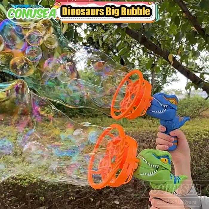 Pistolet à bulles électrique 2 en 1, grandes bulles, dinosaure, jouet pour enfants, jeux interactifs en plein air pour garçons et filles