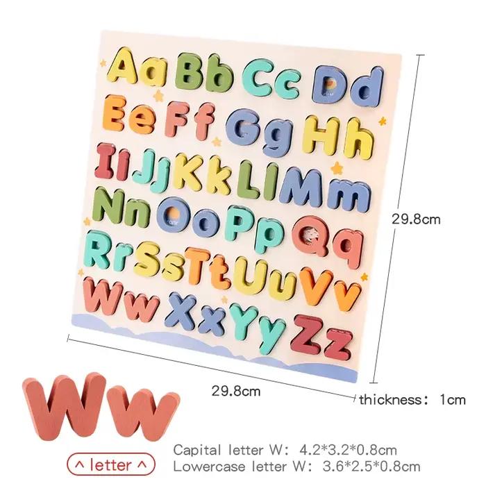 Puzzle éducatif Abc en bois, boîtier supérieur et boîtier inférieur, lettres pour cadeaux d'anniversaire, jeu familial pour garçons et filles, enfants d'âge préscolaire