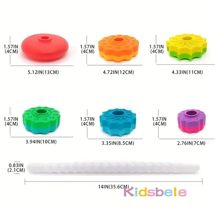 Jouets empilables rotatifs arc-en-ciel pour bébés