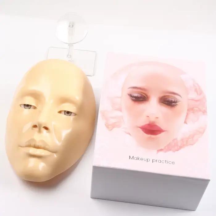 Modèle d'entraînement complet pour le maquillage du visage, mannequin en silicone 5D avec peau bionique, yeux, sourcils, cils et fard à paupières pour débutants en maquillage