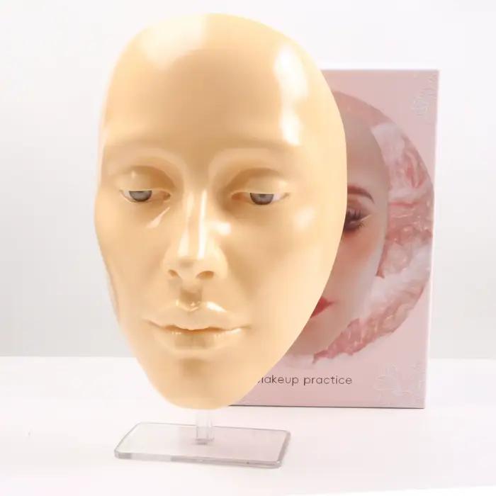 Modèle d'entraînement complet pour le maquillage du visage, mannequin en silicone 5D avec peau bionique, yeux, sourcils, cils et fard à paupières pour débutants en maquillage