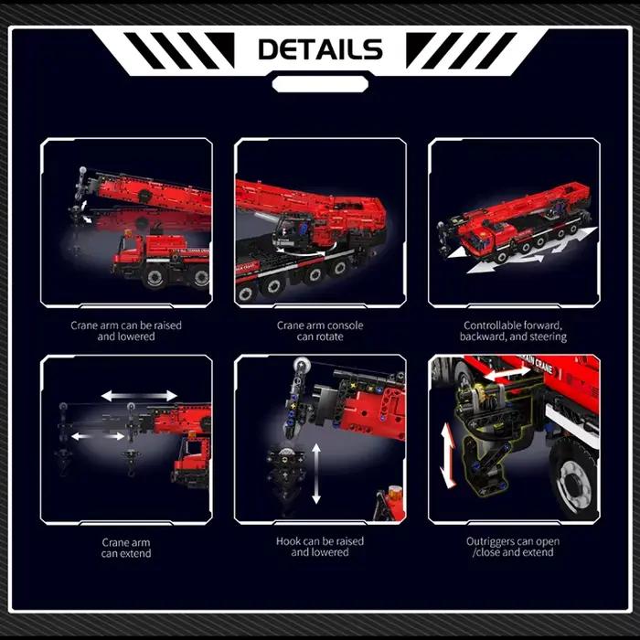 Mould King 17073 17074 voiture technique jouet télécommande LTM 1110 grue bloc de construction assemblage camion brique enfants cadeau de noël