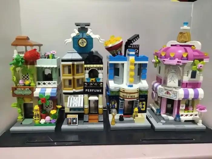 LOZ blocs idées amusantes Mini magasin de rue jouet petite fleur Pisa boutique Brinquedos MOC maison de ville briques de construction de nourriture cadeaux pour filles