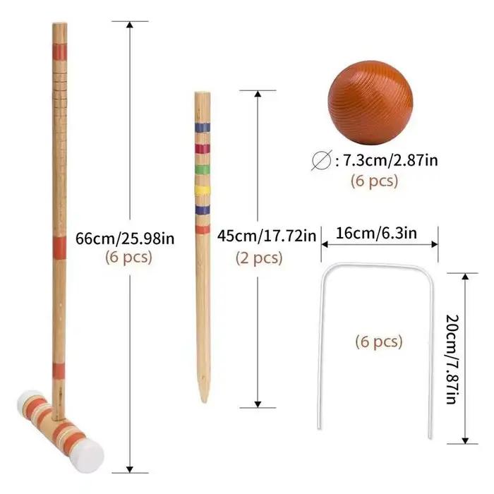 Jeu de Croquet, jeux de balle amusants avec balles et sac de transport, ensemble de Bowling en bois réutilisable, Kit de sport de plein air pour hommes et femmes