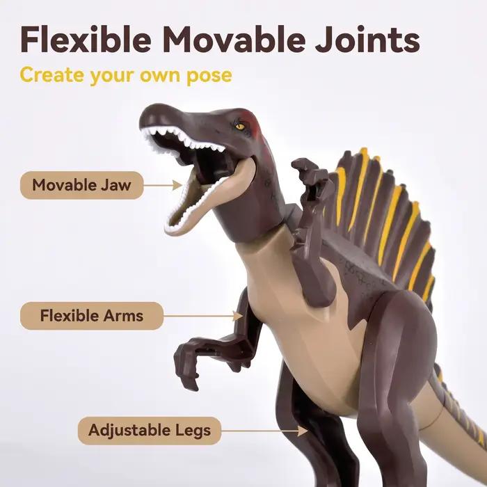 Ensemble de blocs de construction dinosaure Spinosaurus jouet d'aventure jurassique avec voiture tout terrain et arbres briques éducatives STEM pour occcasions spéciales imagination créative et développement des compétences