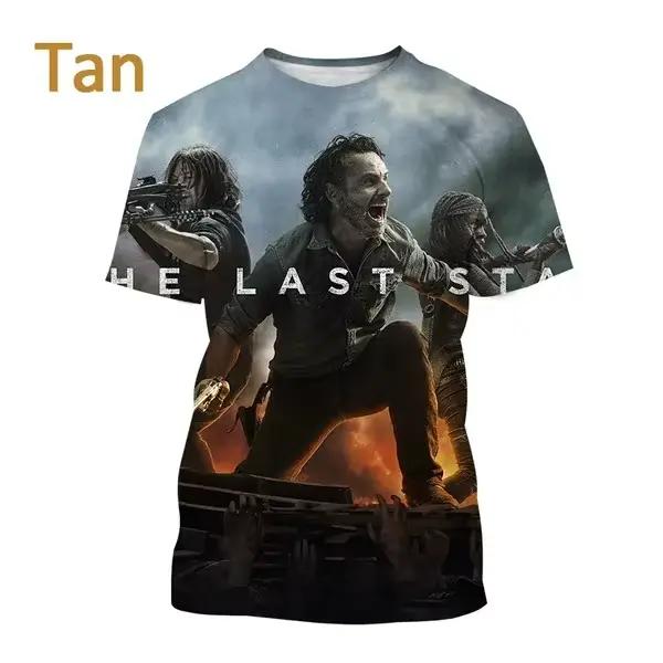 T-shirt imprimé en 3D de la série télévisée populaire The Walking Frequency pour hommes, vêtements d'été, t-shirt à manches courtes, horreur, mode Y