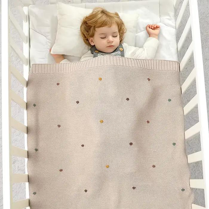 Couvertures en coton ultra doux pour nouveau-né 90x70cm point tricotées pour nourrissons bébés filles garçons quatre saisons occasions spéciales