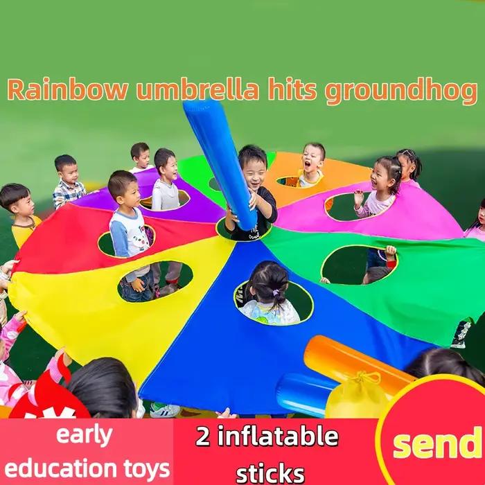Enfants Whack A Mole jeu arc-en-ciel parapluie maternelle en plein air amusant et sport Paracaidas jouet jouets