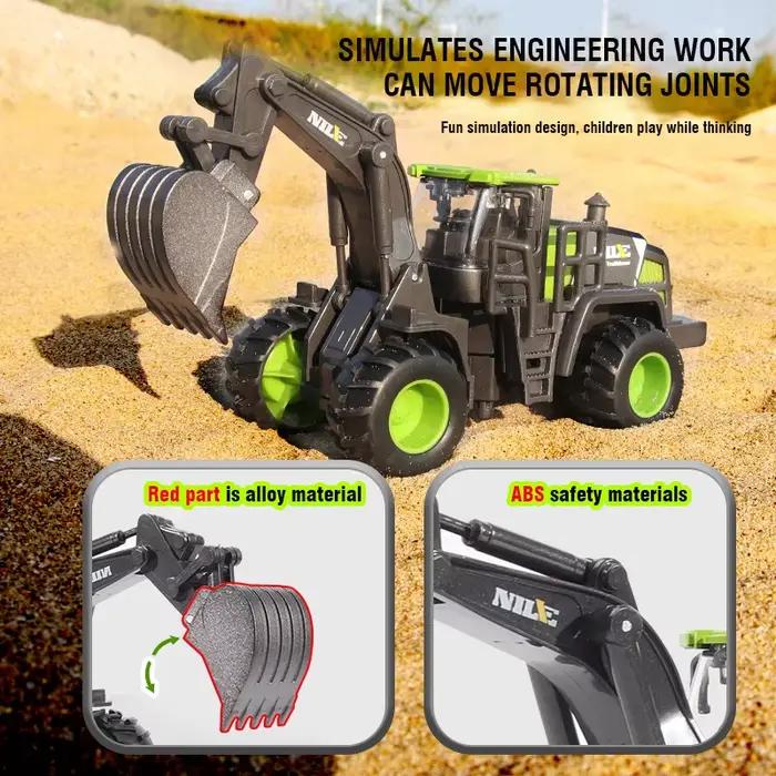Modèles de jouets de véhicules d'ingénierie en alliage 1:50, pelle en alliage simulée, Bulldozer, rouleau de route, jouet de véhicule d'ingénierie pour garçons de grue
