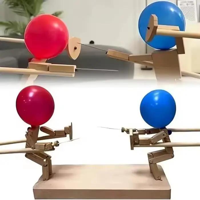 Jeu de combat de ballons en bois fait à la main pour deux joueurs