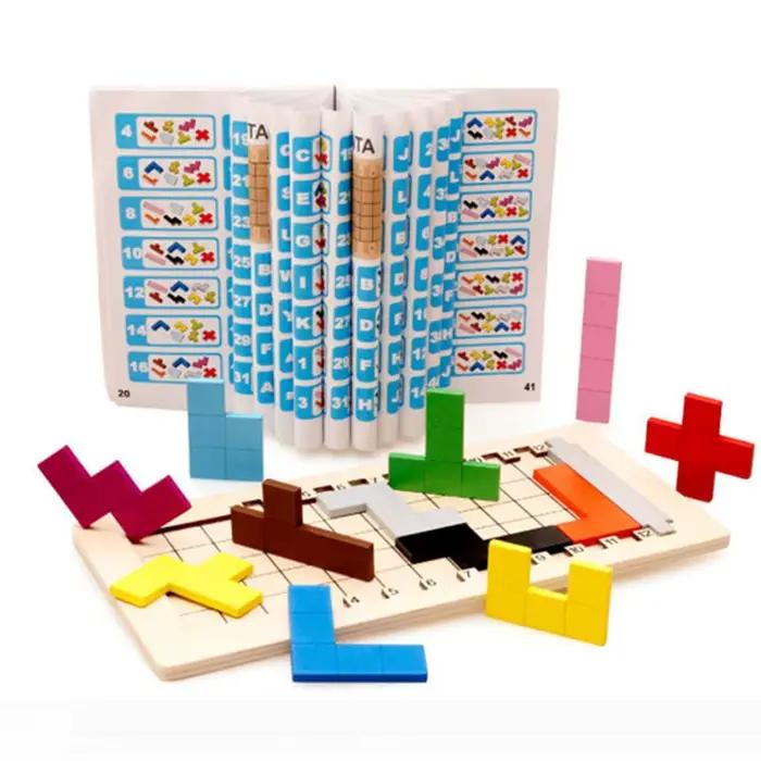 Jeu de puzzle éducatif d'intelligence de casse-tête d'esprit de Pentomino en bois