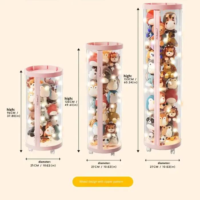 Boîte de rangement transparente pour poupées, jouet en peluche, tube de rangement pour jouets, bacs à fermeture éclair, organisateur de jouets pour enfants, cadeau de Noël pour enfants, rangement de jouets, boîtes de rangement pour jouets, organisation de jouets, rangement de poupées, cadeau d'anniv