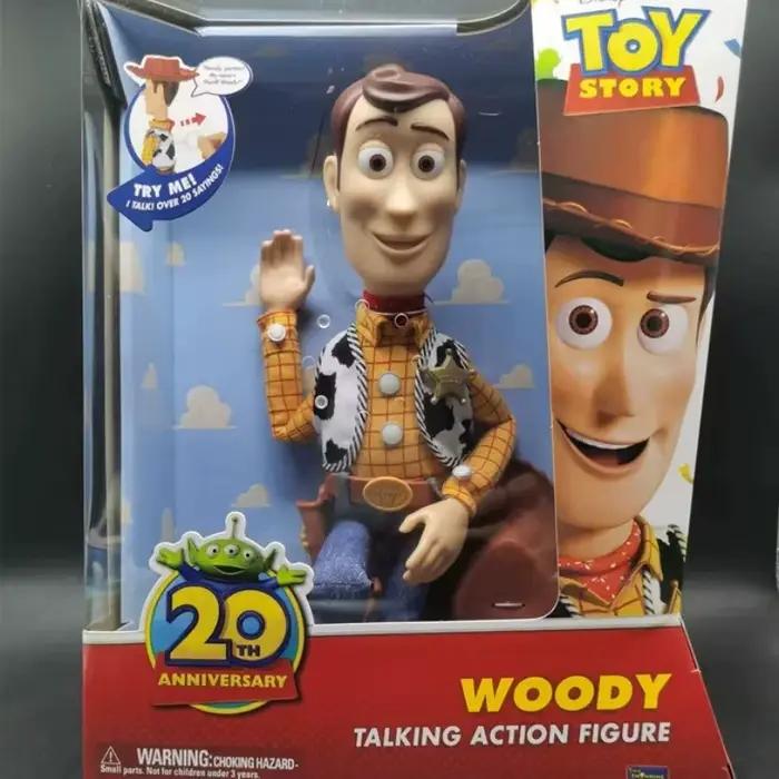 Figurine parlante et lumineuse Buzz Lightyear de Toy Story 4, Woody, Jessie Cowgirl, jouet à tirer sur la corde, objet de collection, décoration de bureau, cadeaux