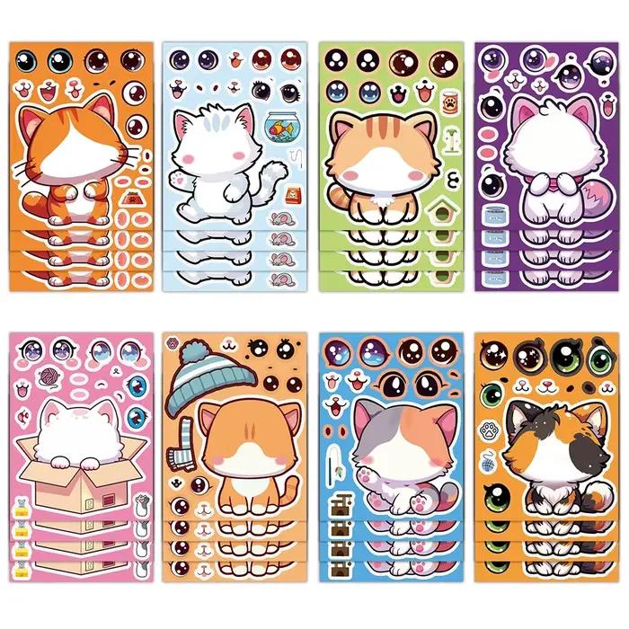 Autocollants Puzzle chat dessin animé Kawaii