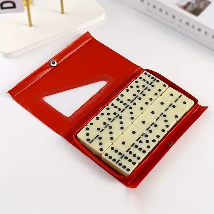 Jeu de dominos de 28 pièces avec boîte de rangement à couvercle rabattable