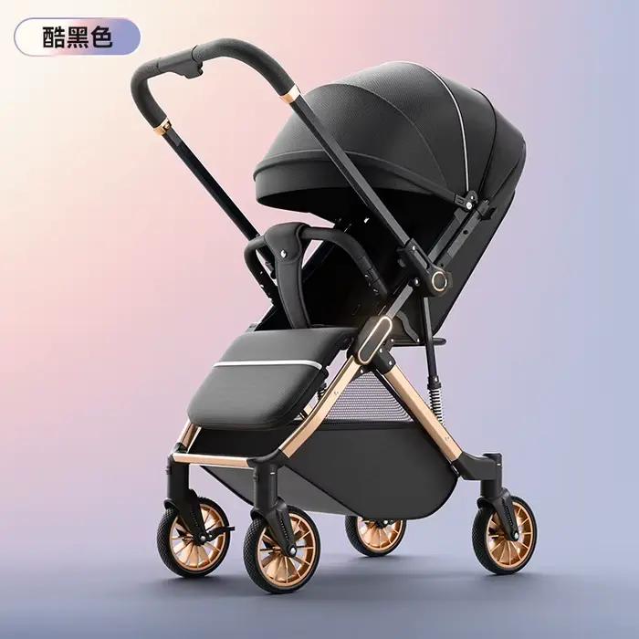 Poussette bébé vue haute peut s'asseoir ou s'allonger bidirectionnelle absorbant les chocs pliable Portable nouveau-né
