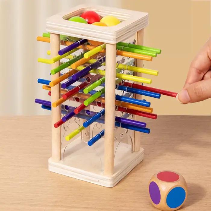 Jeu de dés éducatifs et bâtonnets en bois interactif pour enfants âgés de 3 à 12 ans, stimulant la pensée stratégique et la prise de décision rapide, idéal pour les occasions spéciales et le développement social