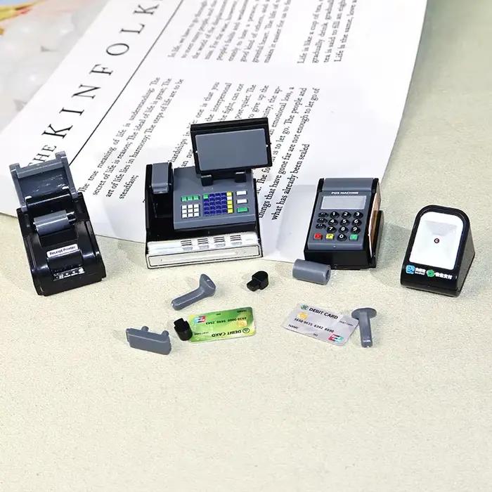 Ensemble de modèles de simulation de caisse enregistreuse pour mini-supermarché et magasin de proximité avec accessoires de scène pour maison de poupée