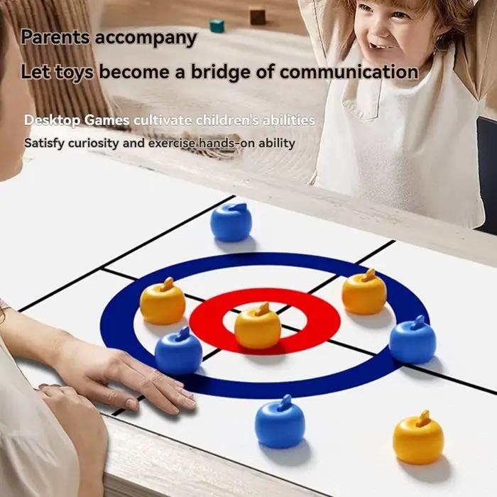 Jeu de curling de table pour toute la famille avec 8 à 16 rouleaux et disques de shuffleboard – Jouets pour enfants et