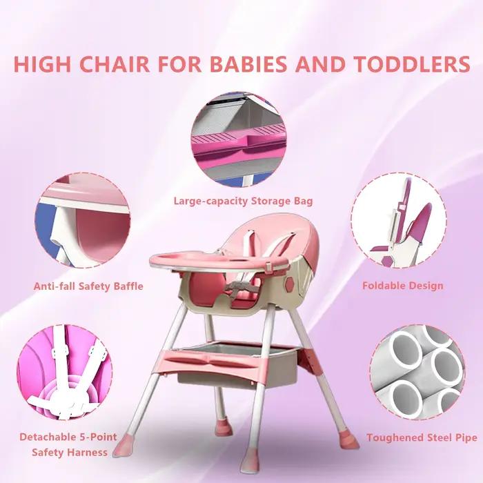 Chaise haute pliable 4 en 1 pour bébé
