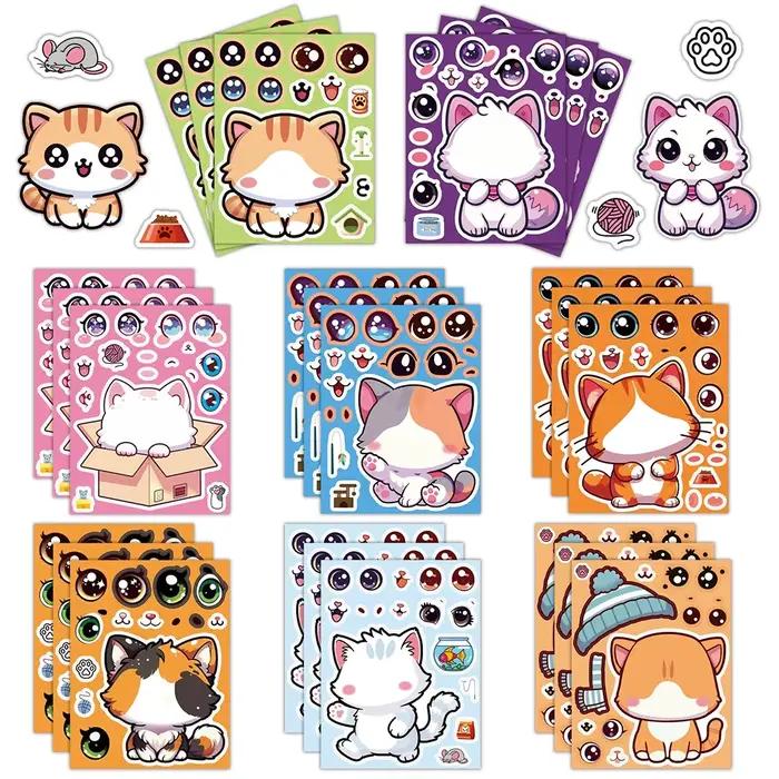 Autocollants Puzzle chat dessin animé Kawaii