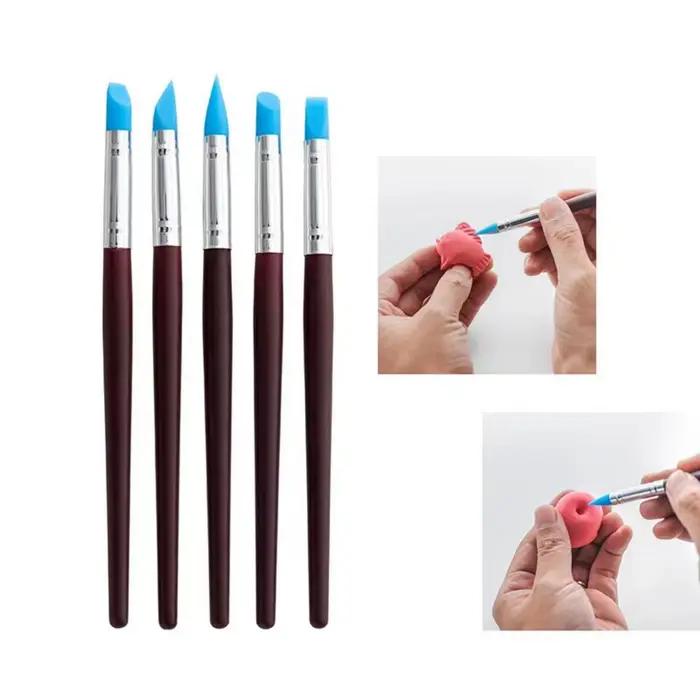 5 pièces/ensemble outils de Sculpture en argile de Silicone pour la modélisation des pinceaux pointage Nail Art poterie