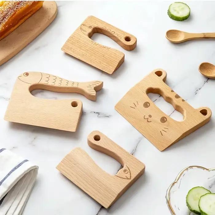 Couteau en bois pour enfants de cuisine, jouet de simulation, éducation Montessori, apprendre à couper des fruits et légumes, cadeau pour anniversaire ou Noël