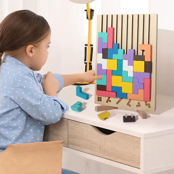 Jeu de puzzle en bois à empiler