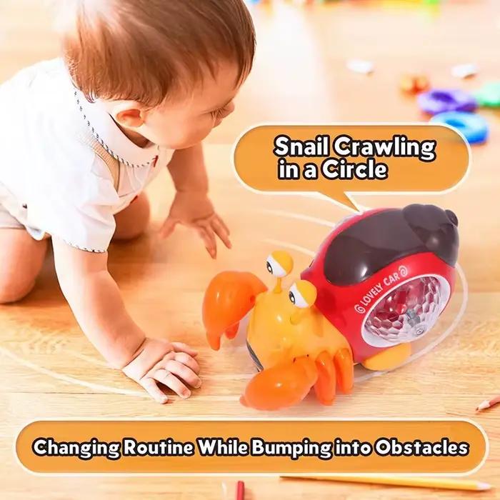Jouet d'escargot lumineux, jouet d'escargot électrique pour bébé, nouveaux jouets d'escargot rampants, jouets musicaux rampants, jouet sensoriel interactif mobile 2025