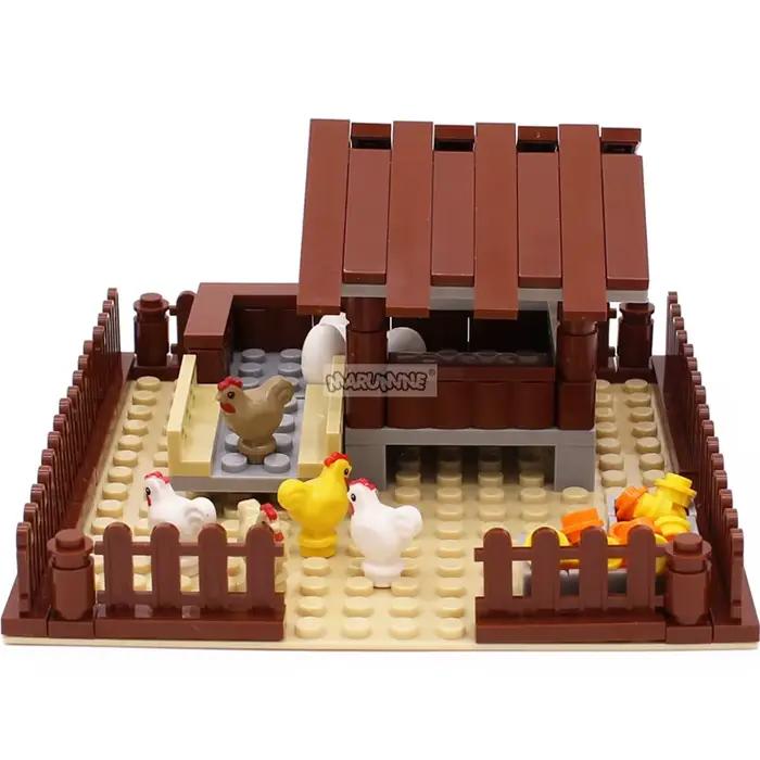 Marumine Farm Chicken Building Blocks Classic Construction MOC Bricks Set Assembling House DIY Model Kit Compatible with 95342pb