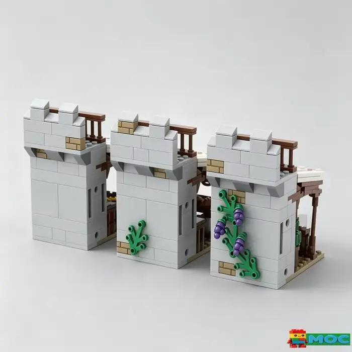 549 Pièces Blocs de Construction Modulaires Château Marché Stands Modèle d'Architecture Urbaine Médiévale à Assembler Soi-même Jouet Éducatif Cadeaux