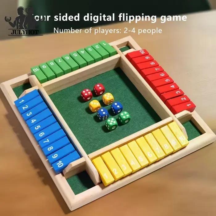 Jeu de société Shut The Box à 10 chiffres sur quatre faces