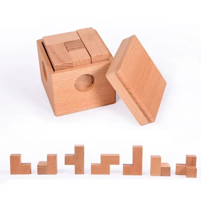 Soma Cube Puzzle dans une boîte en bois casse-tête difficile pour adultes adolescents enfants IQ défi jeux de logique mentale jouets intellectuels