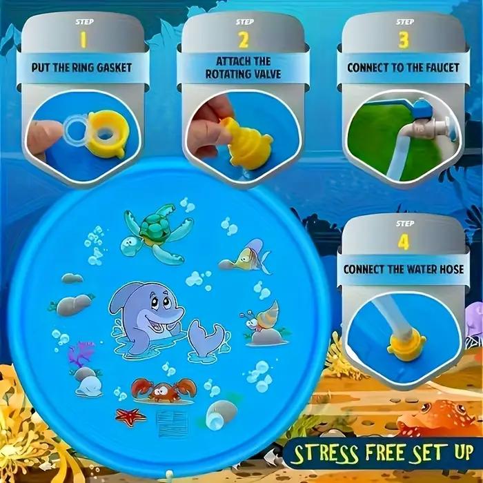 Bassin de bain extérieur robuste pour animaux de compagnie avec fonction de pulvérisation d'eau-refroidissement de jeu d'eau antidérapant pour chien, pulvérisation d'eau et refroidissement par glace