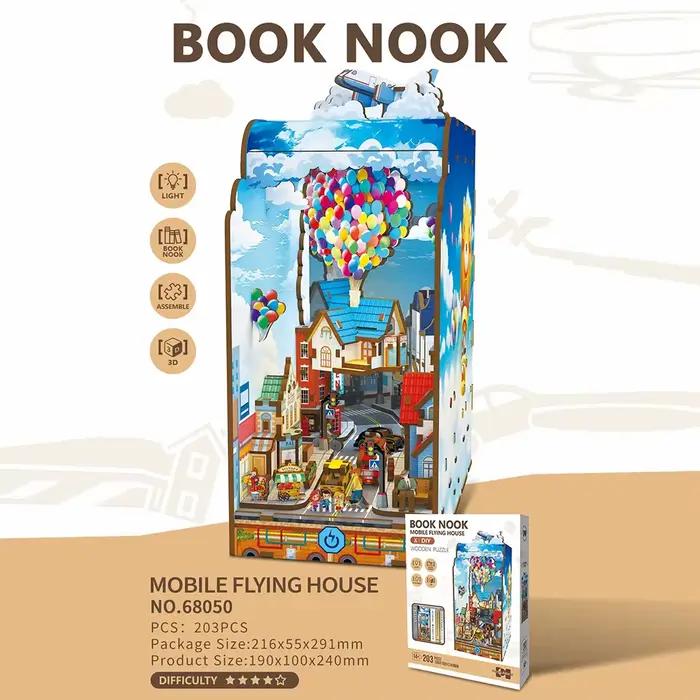 Maison en bois à construire soi-même, modèle de puzzle, coin lecture miniature, cabane pour la décoration de la maison, cadeau d'anniversaire pour les amateurs de livres