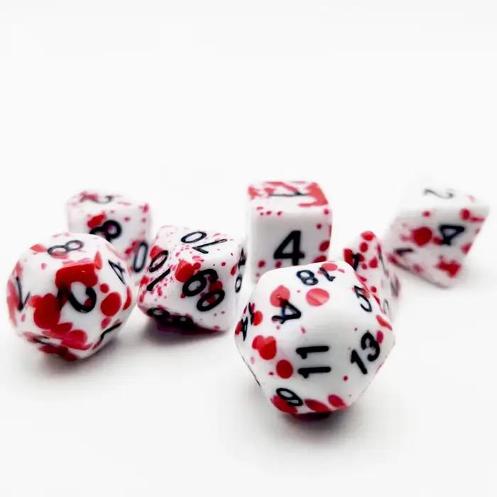 Jeu de dés polyédriques effet sang coulé, compatible DND COC, jeu de rôle de table, ensemble complet de 7 pièces, accessoire d'horreur immersif