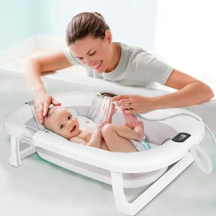 Baignoire pliable pour bébé avec tapis de bain