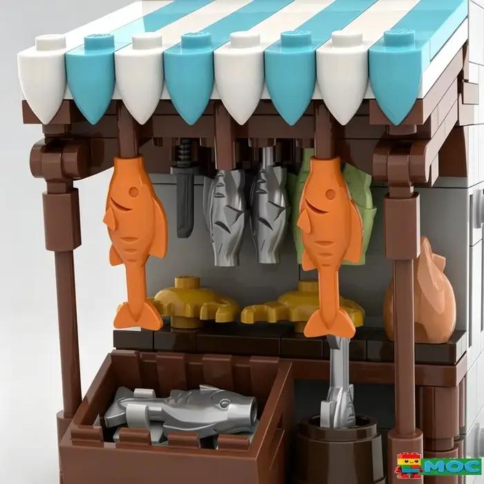 549 Pièces Blocs de Construction Modulaires Château Marché Stands Modèle d'Architecture Urbaine Médiévale à Assembler Soi-même Jouet Éducatif Cadeaux