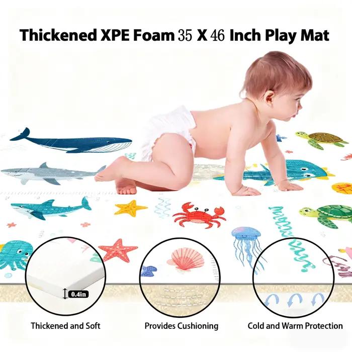 Tapis de jeu pliable XPE pour bébé, doux, non toxique, tapis de ramper pour nouveau-né, tapis de jeu portable imperméable, tapis de voyage pour bébés occasions spéciales maternité anniversaire noël