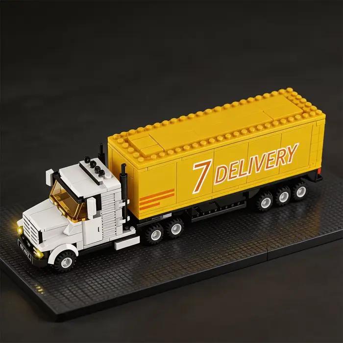 City Series Yellow Big Truck Building Blocks : Camion de fret et modèle de transport lourd - Jouet éducatif
