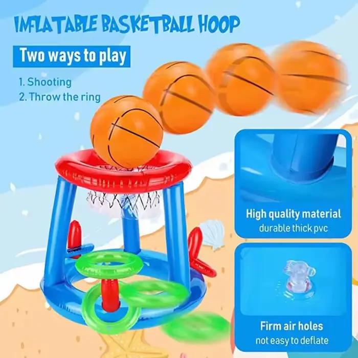 Jeu de lancer d'anneaux gonflables, panier de basket flottant, jouet aquatique interactif, accessoire de fête, de plage et de piscine