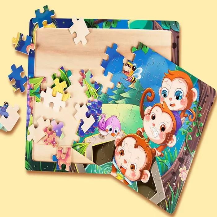 Puzzle en bois de dessin animé pour enfants de 2 à 6 ans